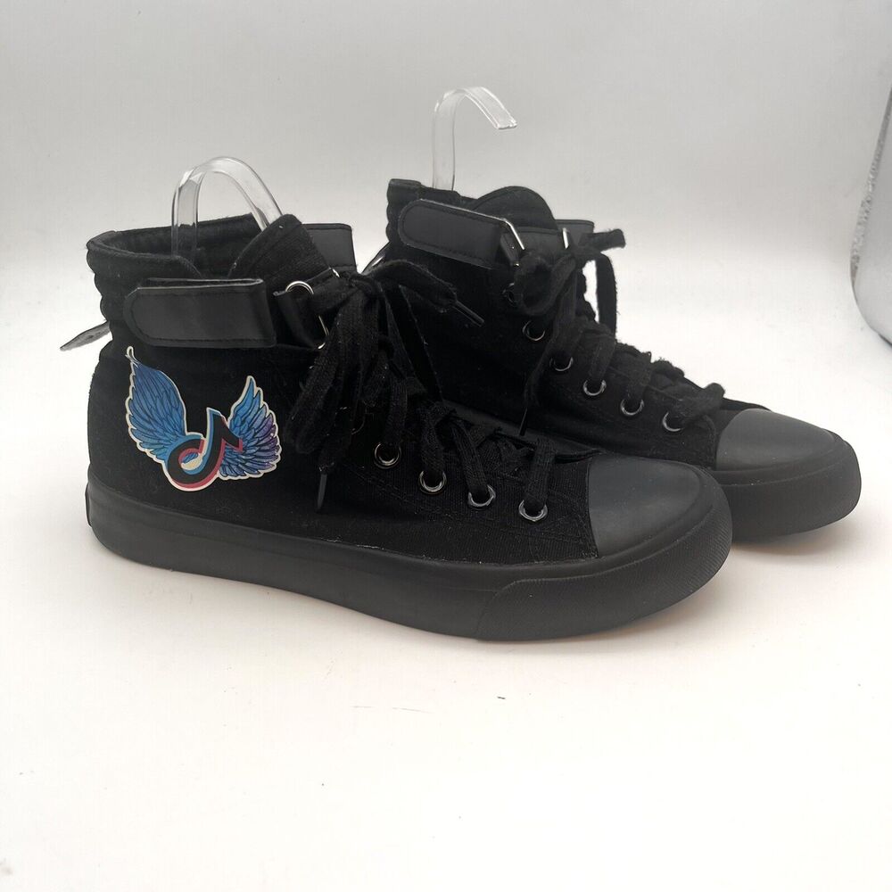 Fei Yao TikTok Logo Womens Black High Top Sneakers Shoes size 8.5 (40)